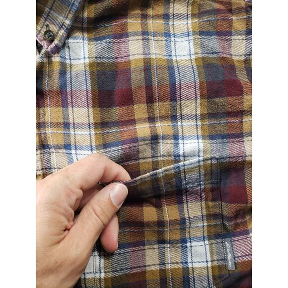 Eddie Bauer Men's Plaid Button Down Shirt - Brown, Gold, White - Picture 5 of 12